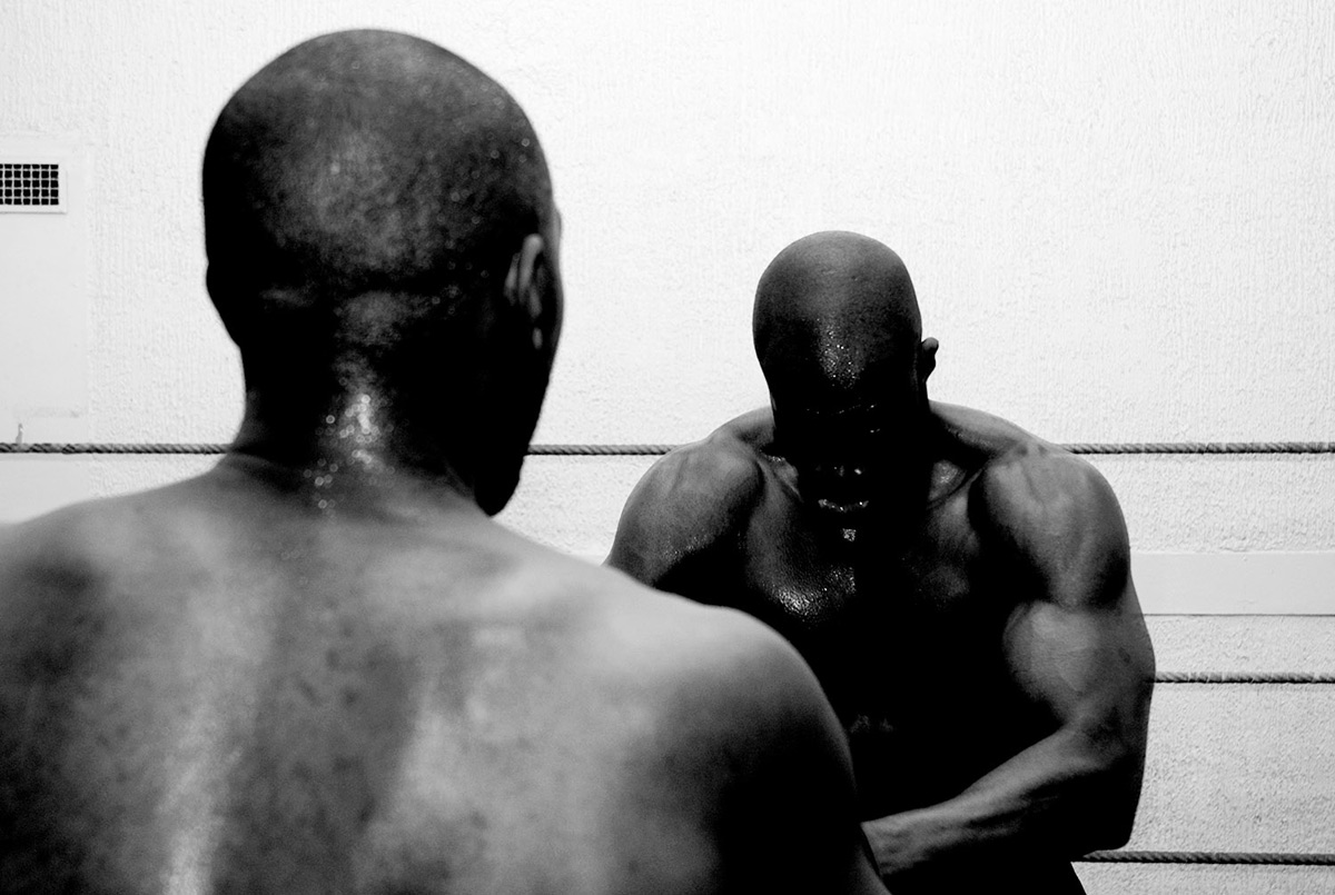 Boxeurs sur le ring au combat
